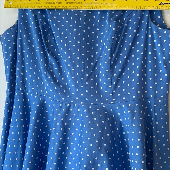 Grace Karin Blue Polka Dot Dress Circle Skirt Wedding Guest Office  Date #0007 - Picture 14 of 15